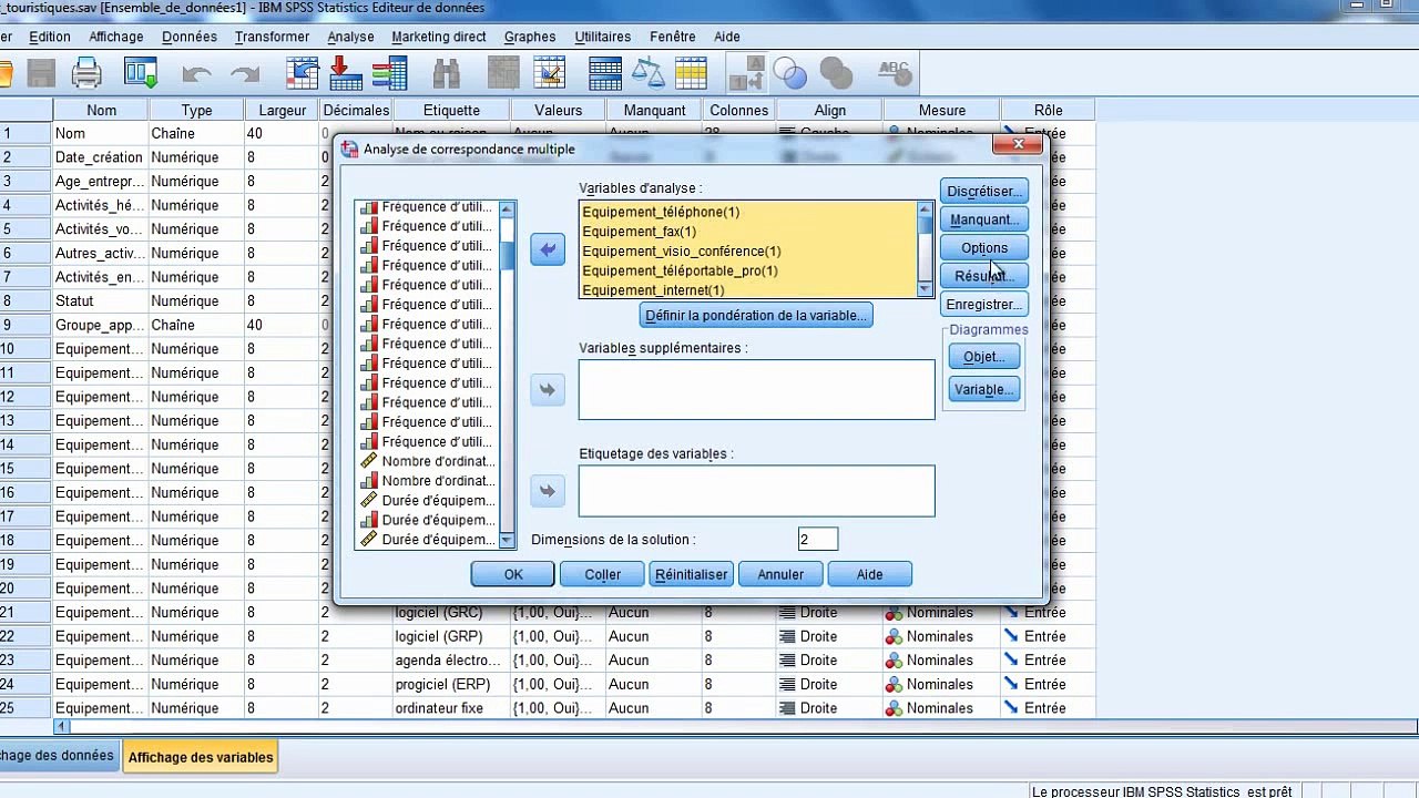 Formation SPSS: Analyse en Correspondance Multiple (ACM)
