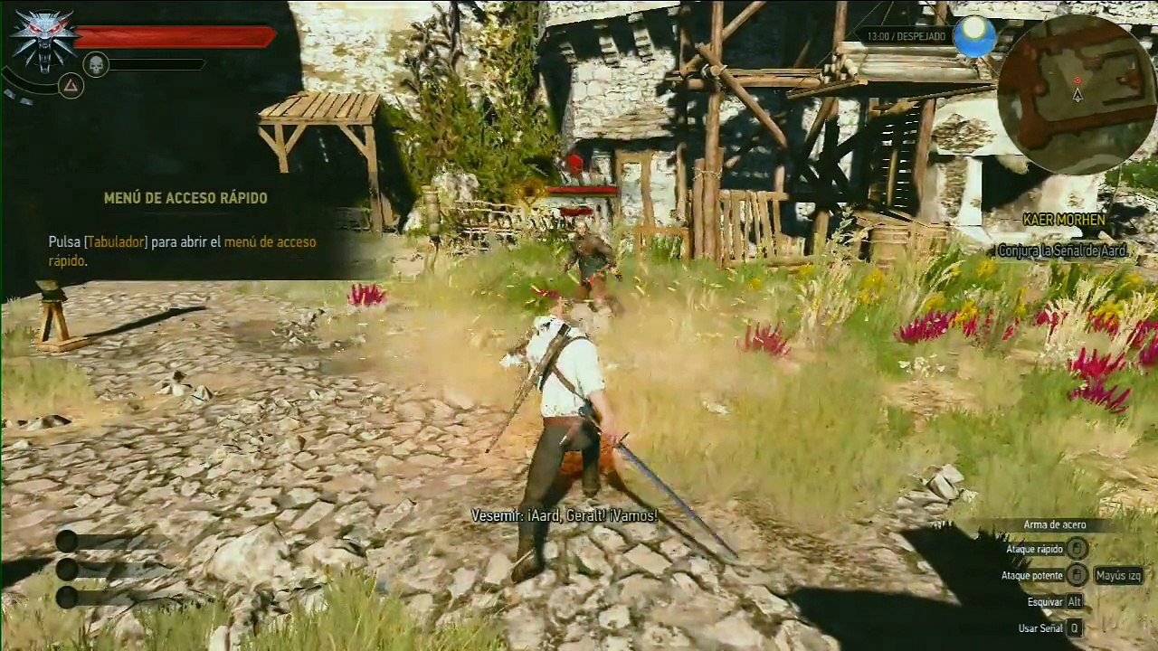 The witcher Wild hunt, parte 2, Tutorial de combate