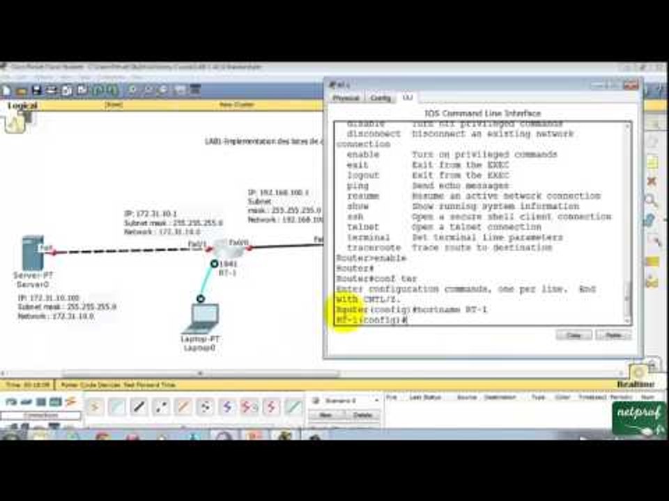 Configuration d'Interface Routeur et Test