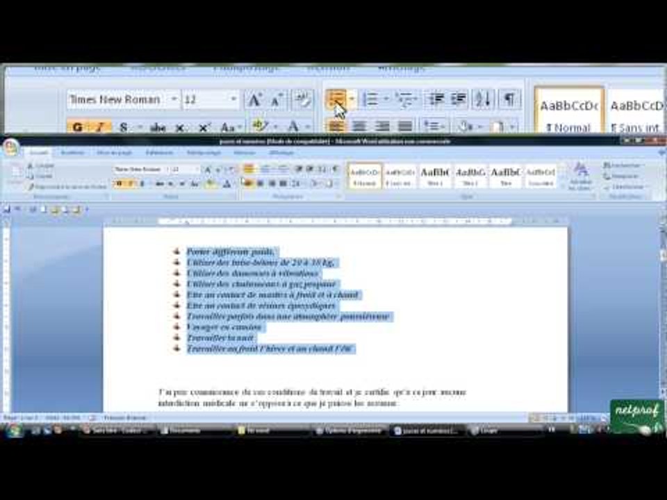 9 - Les puces et numéros, liste à plusieurs niveaux