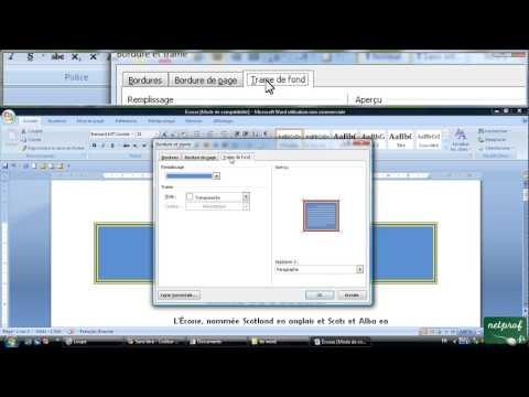 Les bordures et trame, arrière plan de page sur Word