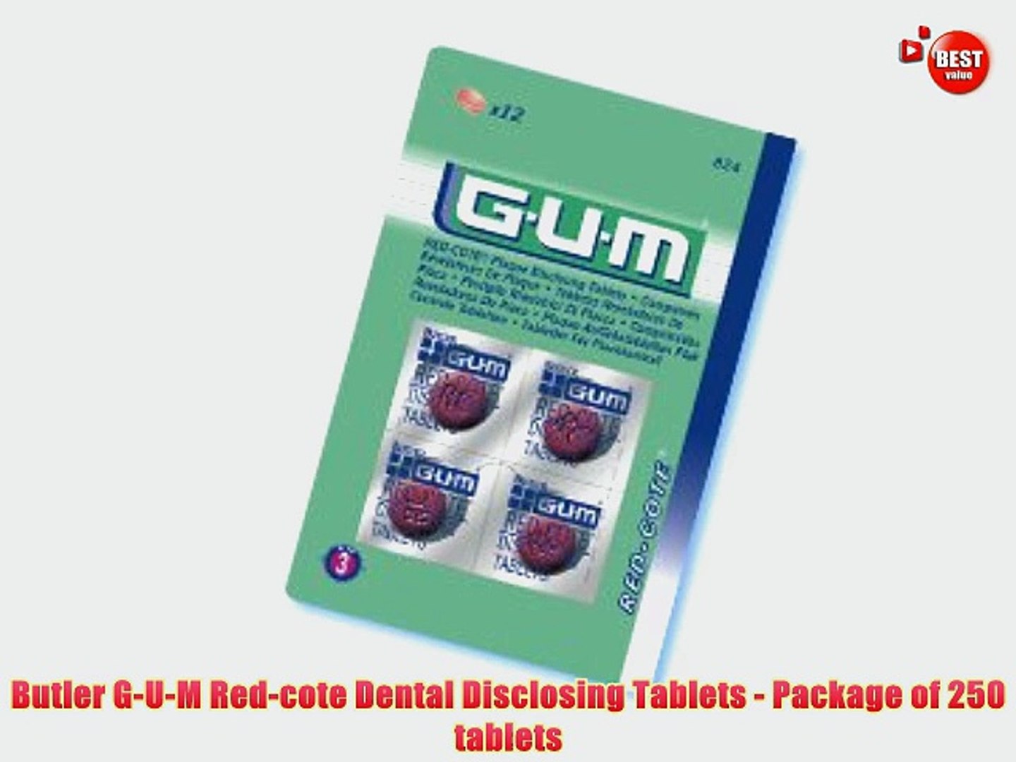 Butler G-U-M Red-cote Dental Disclosing Tablets - Package of 250 tablets -  video dailymotion