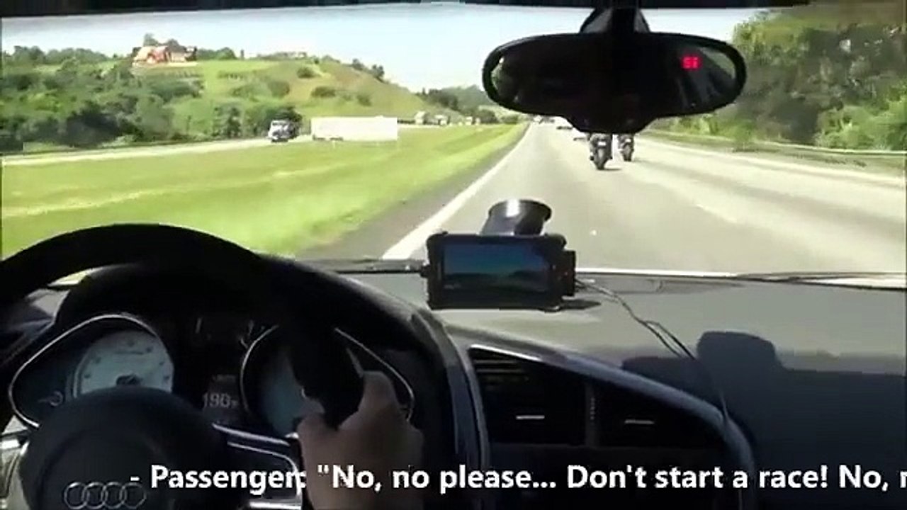 CRAZY RACE Audi R8 Vs Suzuki & Kawasaki