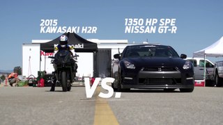 Kawasaki H2R vs 1350hp Nissan GTR - 1_2 Mile Airstrip Race 3
