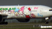 **Inaugural flight** Eva Air Hello Kitty Boeing 777-300ER first take-off in Paris CDG