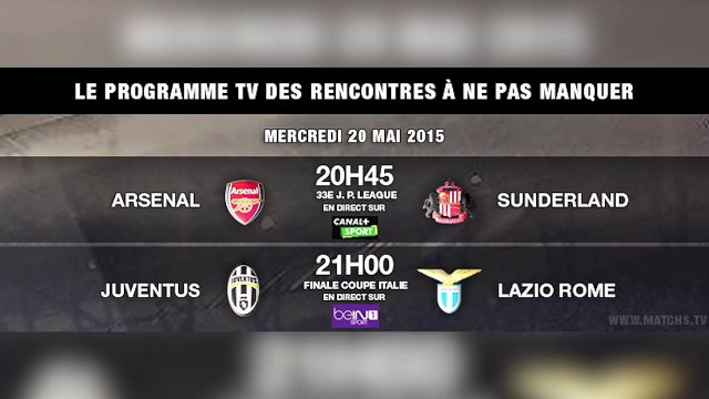 Arsenal-Sunderland, Juventus-Lazio Rome... les matches à ne pas manquer aujourd'hui !