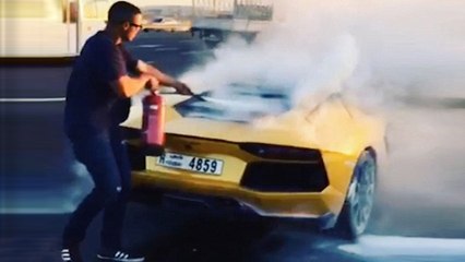 Watch Yellow Lamborghini Aventador On Fire In Dubai