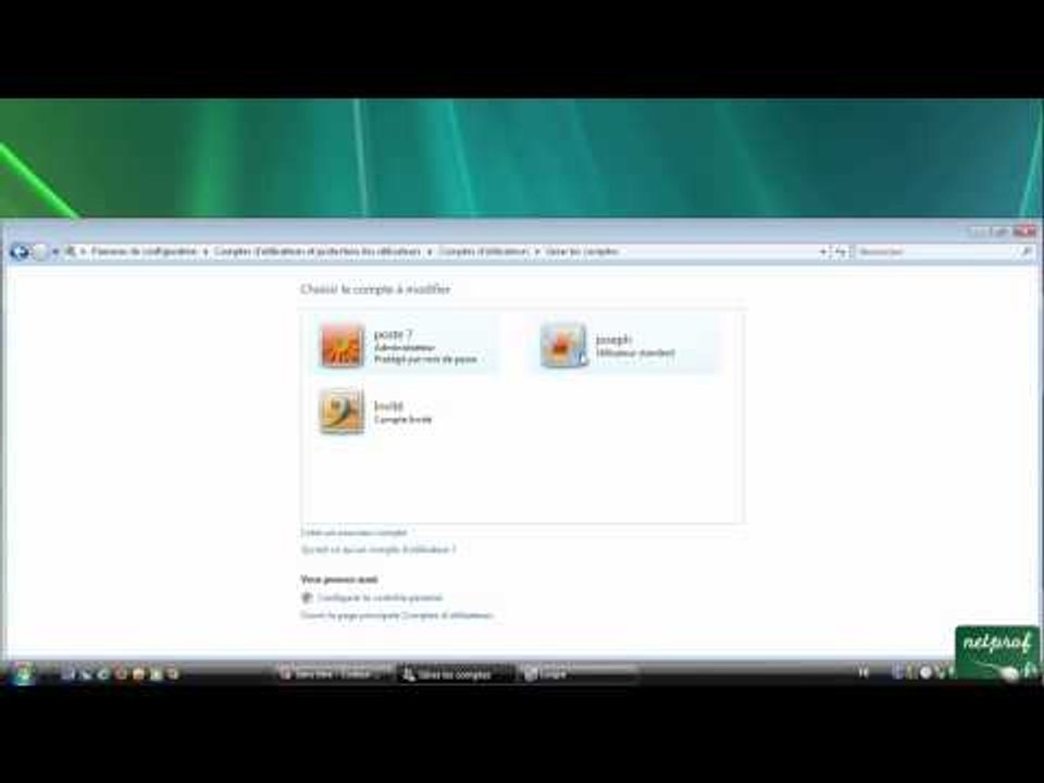 Création d'un compte sur windows