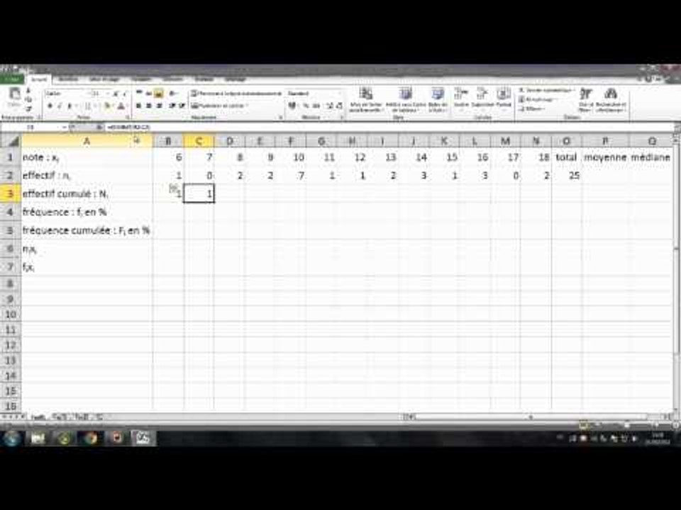 05 Statistique Troisième : Calculs des fréquences cumulées, de la moyenne et de la médiane