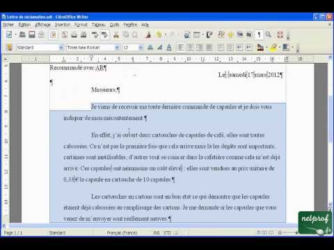 Libroffice Writer - écrire une lettre - 06 - Améliorer facilement les paragraphes