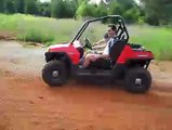 Disabled son driving a joystick steered Polaris Ranger RZR ATV 4x4