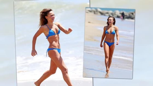 Karina Smirnoff Rocks A Tiny Blue Bikini For Malibu Beach Day