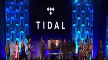 Rihanna, Beyoncé, Nicki Minaj signing the Tidal For All contract 2015 #tidal