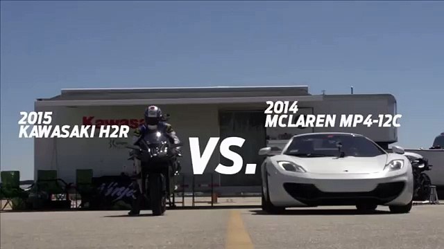 Kawasaki H2R 2015 vs McLaren MP4 12C Supercar - TOP SPEED