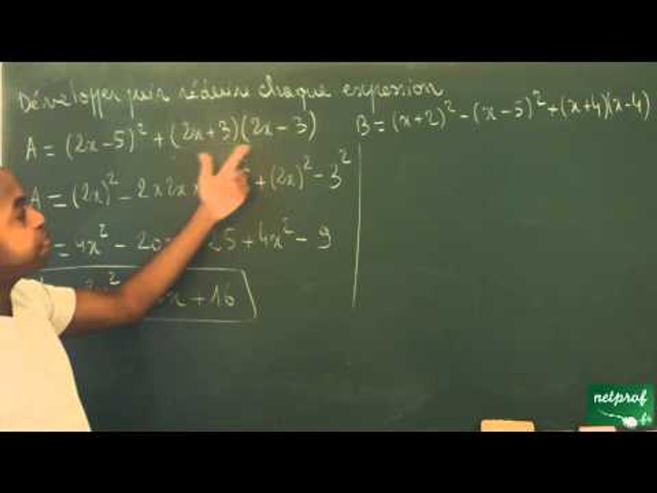 107 / Calcul littéral / Développer une expression en utilisant les identités remarquables (6)