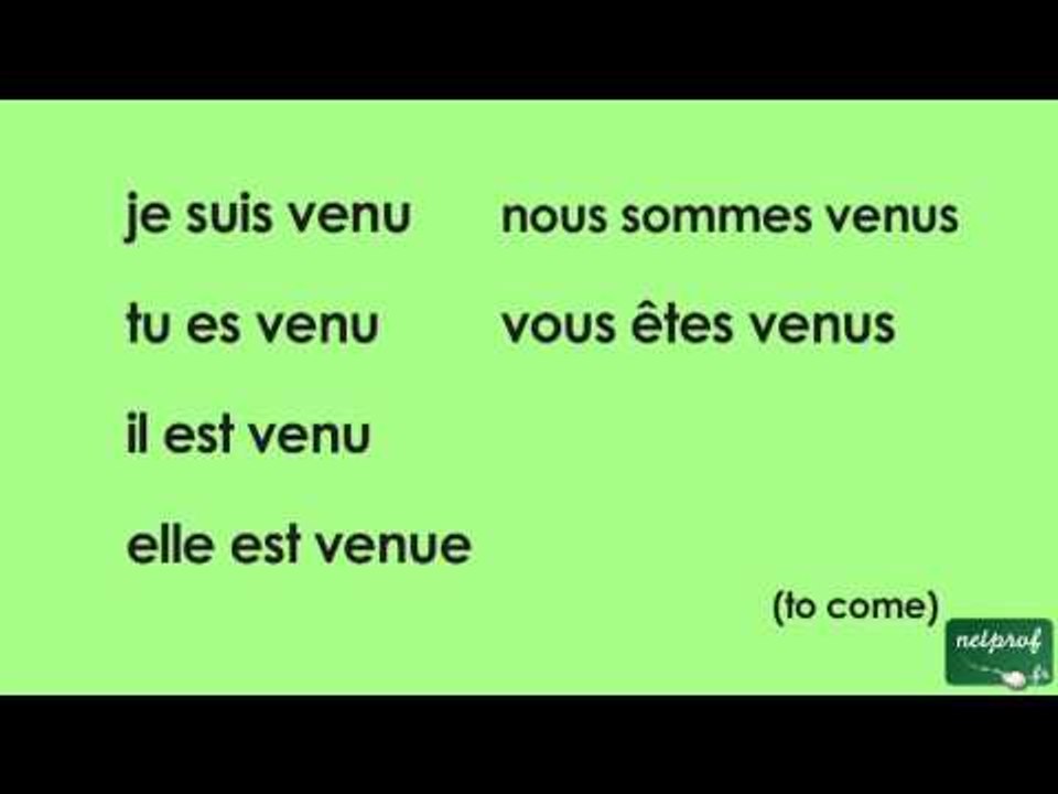 Conjugaison Du Verbe Venir Au Passe Compose De L Indicatif Video Dailymotion