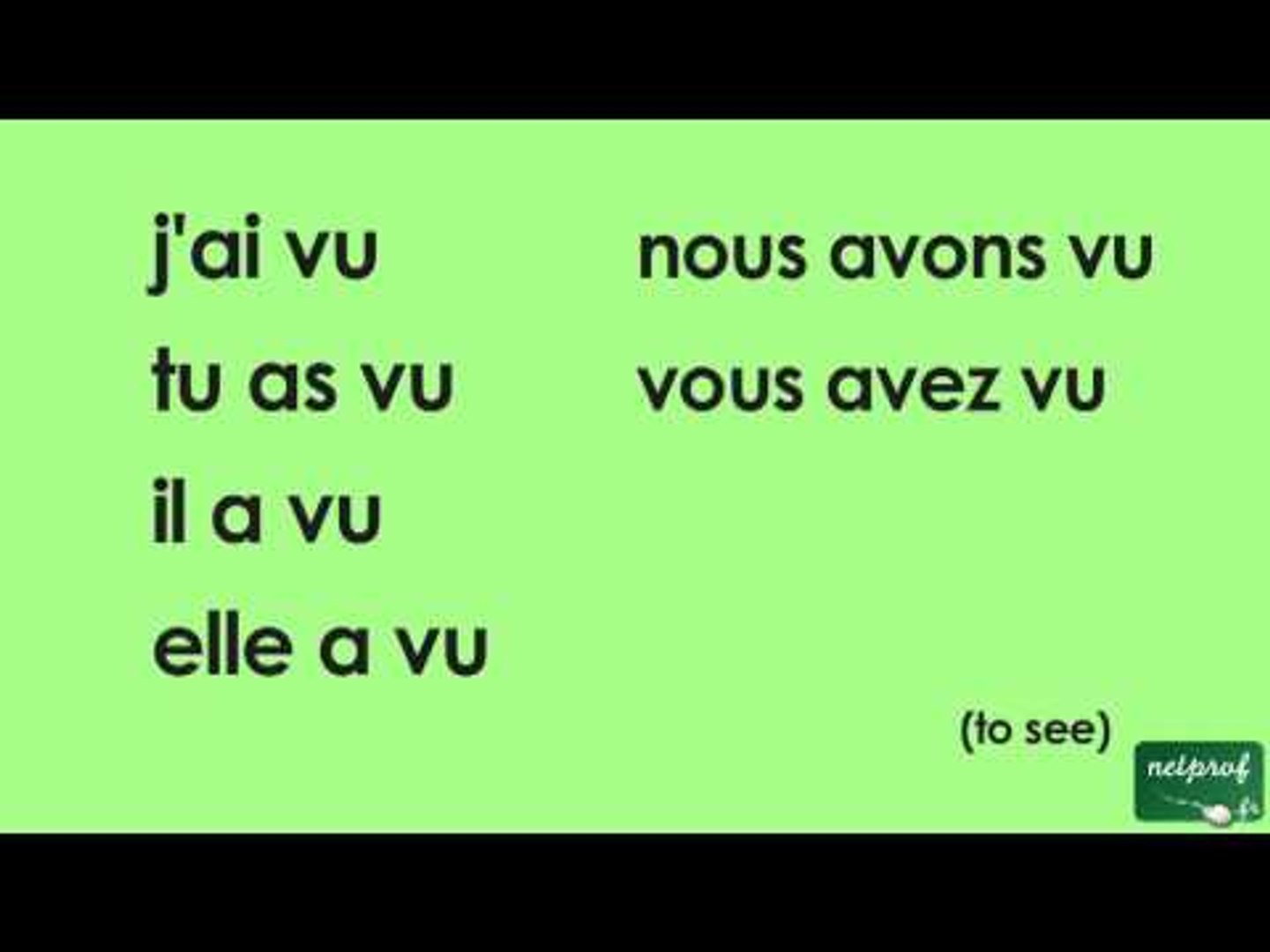 Le Verbe Regarder Au Passé Composé Conjugaison du verbe voir au passé composé de l'indicatif - Vidéo  Dailymotion