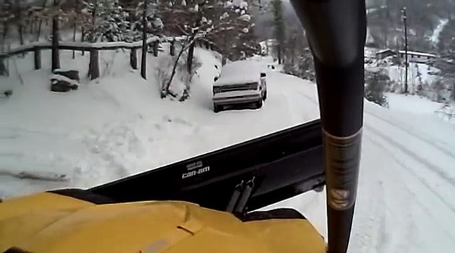 2011 Can-Am Commander 1000 XT Plowing driveway and feeder road with Can-Am Black Plow