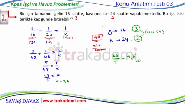 Kpss İşçi ve Havuz Problemleri Konu Anlatımı Ders 03