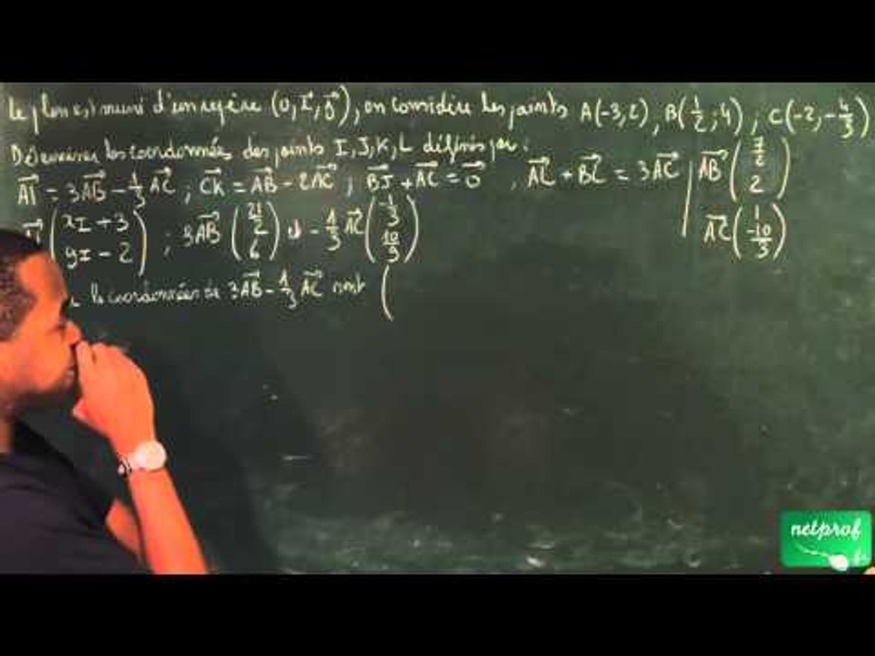 431 / Vecteurs / Déterminer les coordonnées d'un point à l'aide d'une relation vectorielle (3)