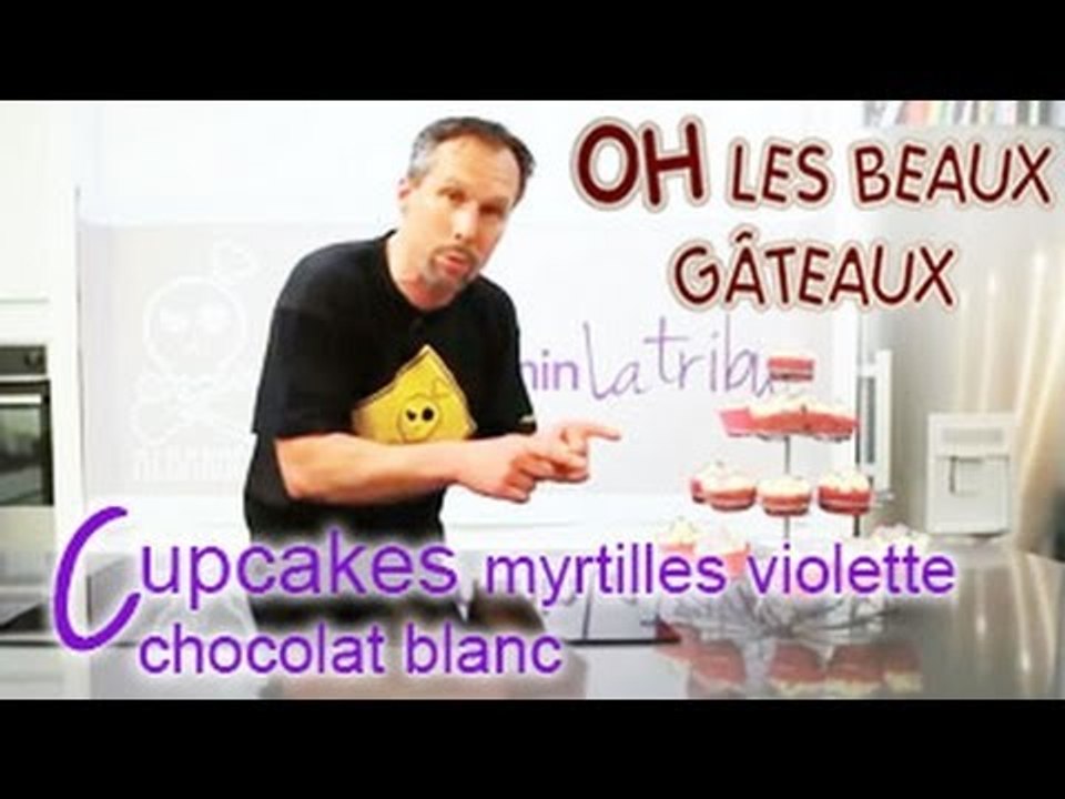 "Oh les beaux gateaux" & Albarock - Cupcakes myrtilles violette chocolat blanc