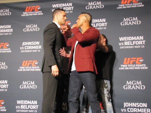 Clima esquenta na primeira encarada entre Belfort e Weidman em Las Vegas