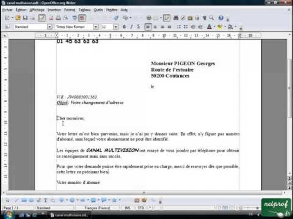 Open office ou Libre office - Texte 08 - Retrait