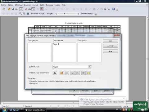 Open office ou Libre office - Tableur 24 - Entete et pied de page