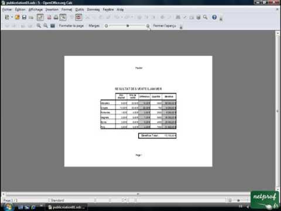 Open office ou Libre office - Tableur 14 - Le tableur, mise en page