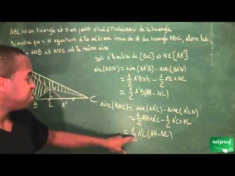 280 / Configurations du plan / Propriété remarquable de la médiane d'un triangle (2)