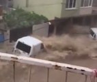 Severe Flooding Sweeps Vehicles Down Izmir Streets