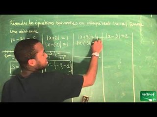 042 / Nombres, ordre dans R / Équation du type |x-a| = b en utilisant les distances (2)