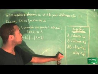 041 / Nombres, ordre dans R / Équation du type |x-a| = b en utilisant les distances (1)