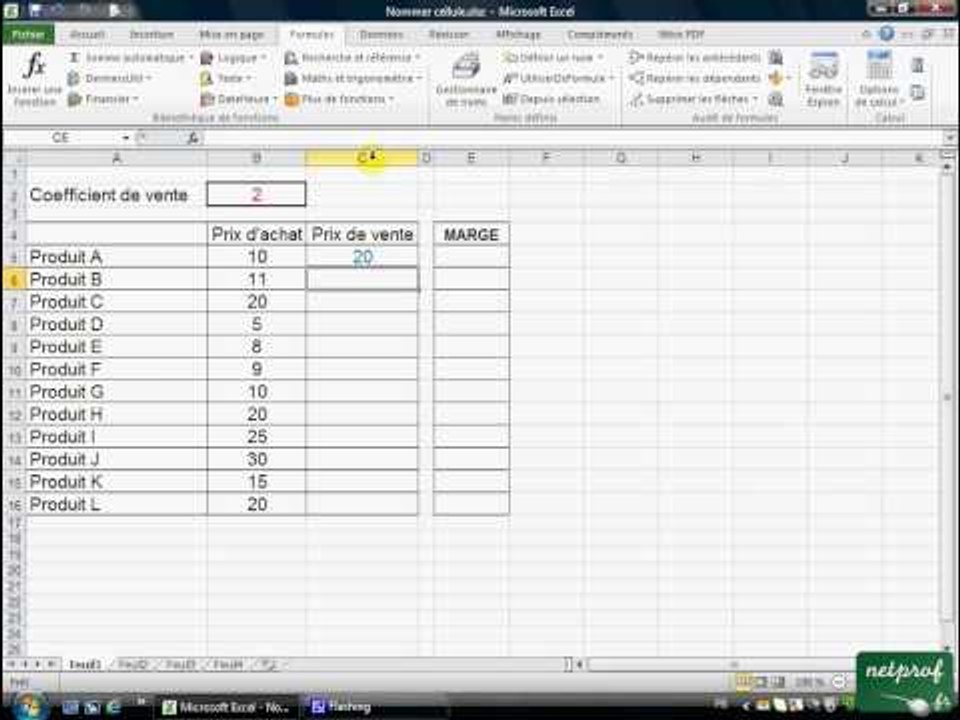 EXCEL : Nomemr un cellule