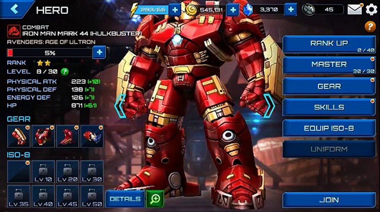 Marvel Future Fight Hulkbuster [Iron Man Mark 44] Unlocked, Ranked Up And Gameplay!