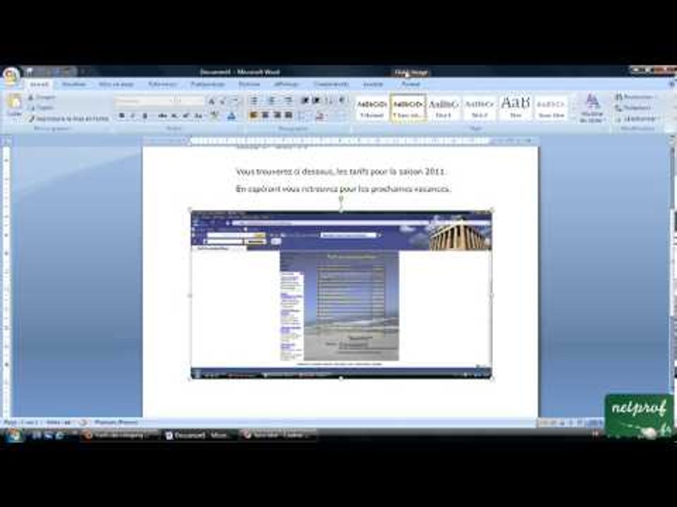 Traitement texte : insérer page web dans word
