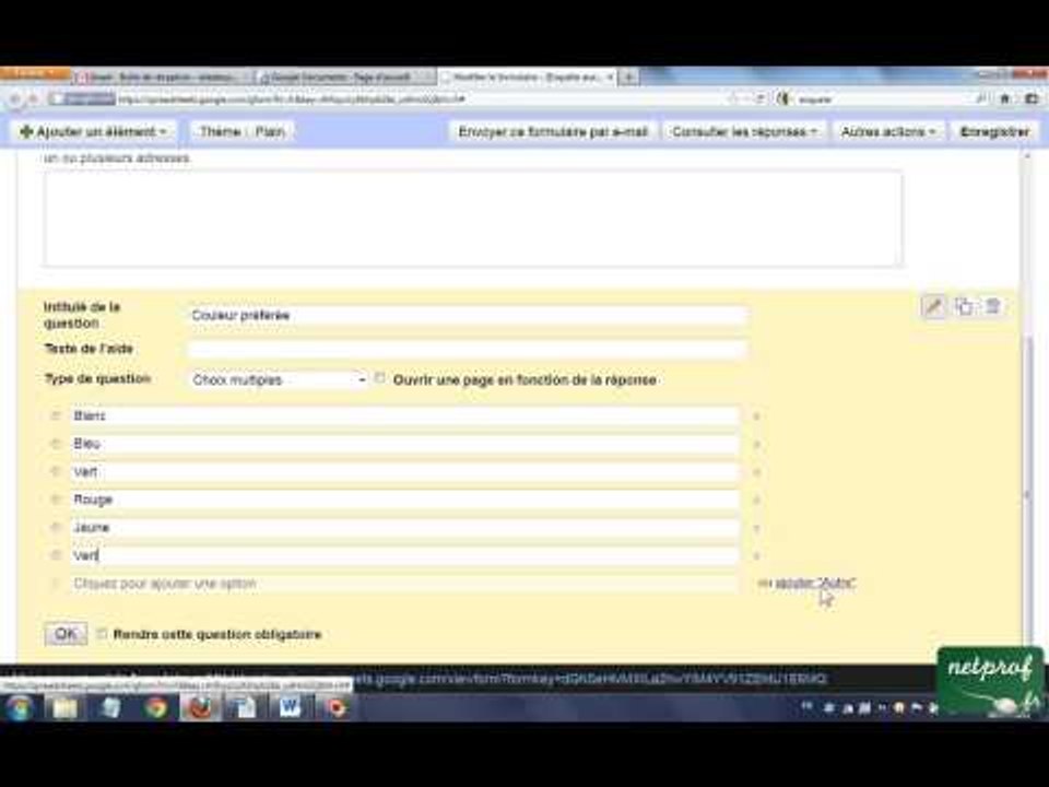 Création de formulaire en ligne avec Google documents