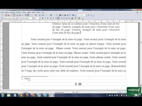 Open Office Writer Références en notes de bas de page
