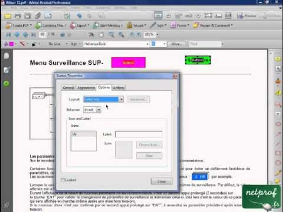 Bouton de navigation dans Acrobat 8