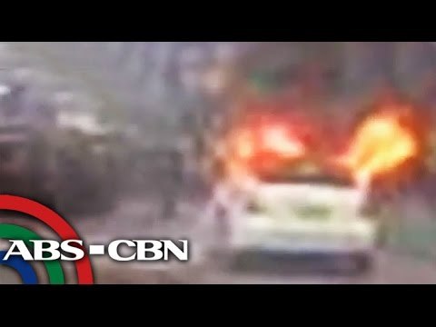 Cab goes up in flames in EDSA