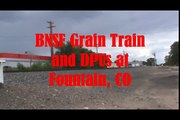 BNSF 5028 with very irritating horn and grain train at Fountain, Colorado