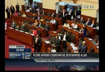 Congreso aprobó exoneración permanente a gratificaciones