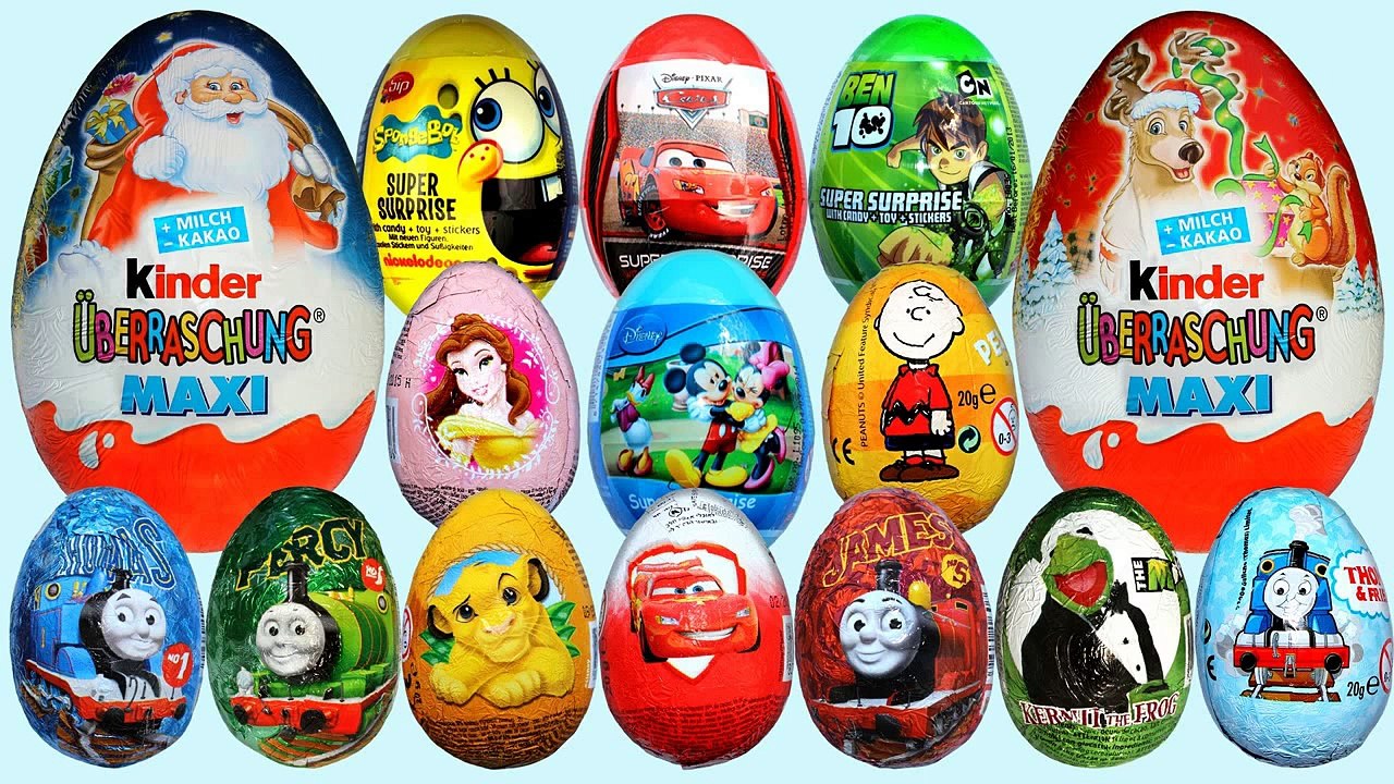 20 Surprise Eggs Kinder Surprise Maxi Mickey Mouse Cars 2 Disney Pixar Thomas Friends.