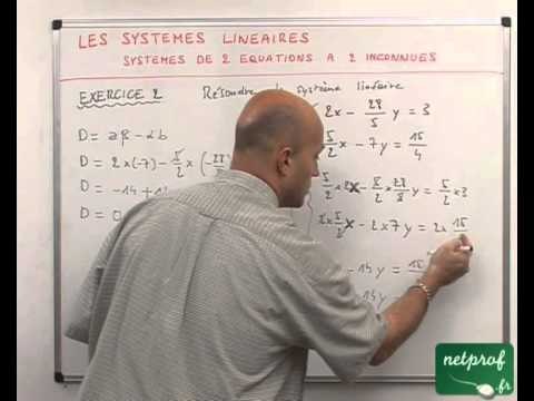 33 Systèmes linéaires : résolution des systèmes linéaires de deux équations à deux inconnues