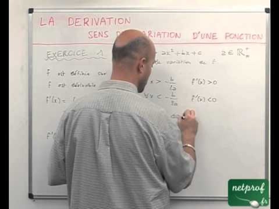 31 Dérivation : sens de variation relatif à la dérivation d'une fonction