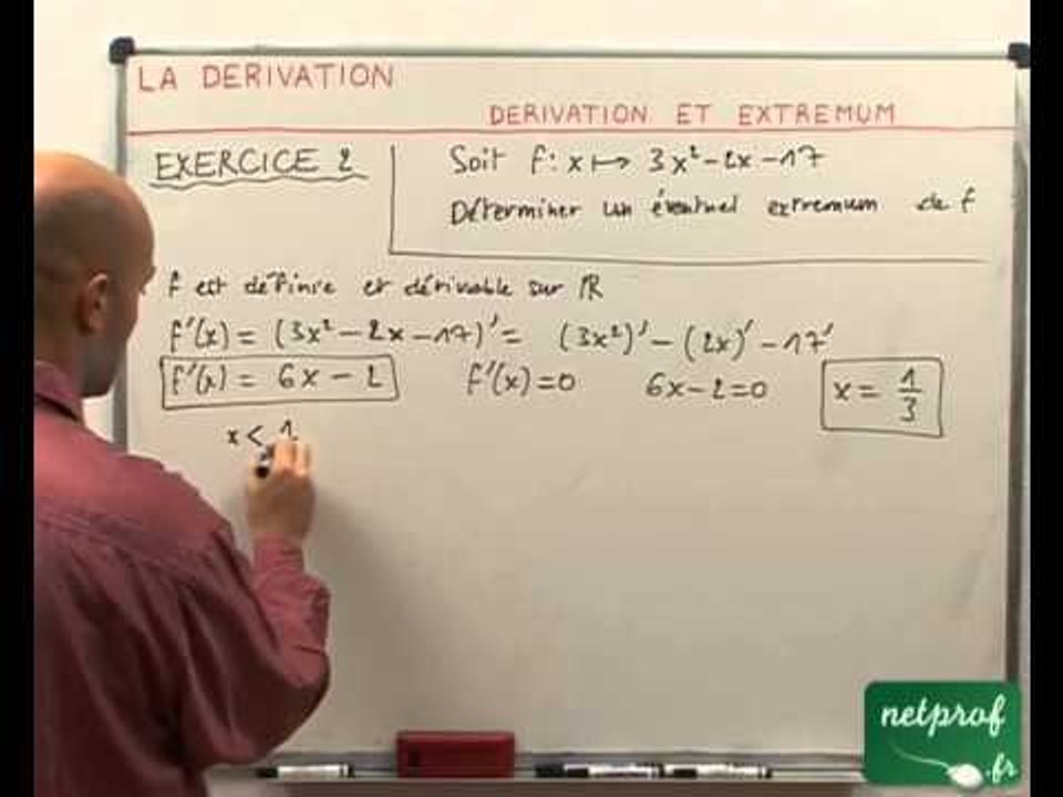 32 Dérivation : extremum relatif à la dérivation d'une fonction réelle