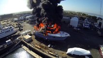 Drone films Yacht Fire, San Diego Calif. by Kurt Roll