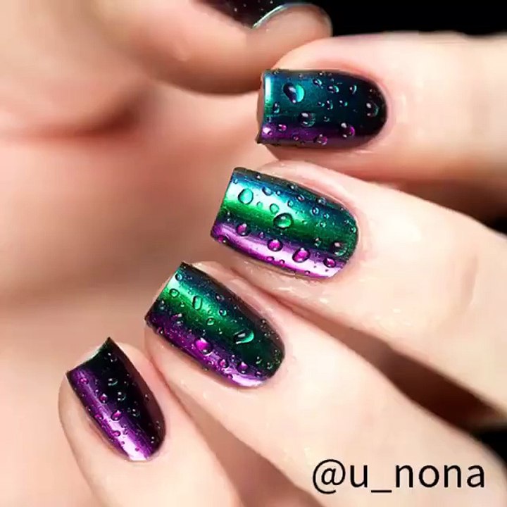 nail art with rain drops.
