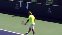 Rafa Nadal returning serve. Indian Wells practice 2015