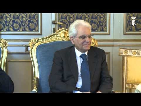 Roma - Mattarella con il presidente del COI Thomas Bach e delegazione Coni (22.05.15)